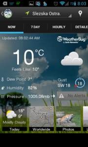 WeatherBug: aktuální situace