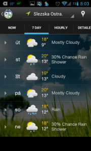 WeatherBug: týdenní předpověď