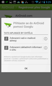 Požadavky na přístup k účtu Google