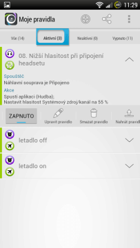 Správa pravidel.
