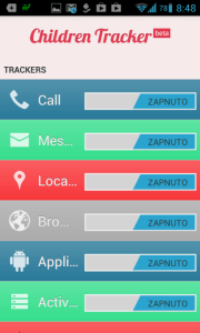 Children Tracker: možnosti nastavení