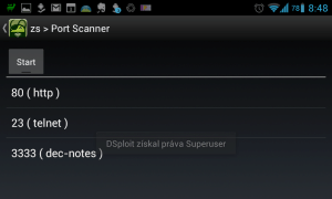 dSploit: skener otevřených portů