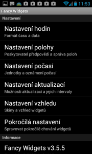 Fancy Widgets: možnosti nastavení