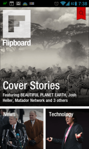 Flipboard: úvodní stránka