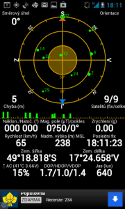 Navigace většinou fixovala na 8-9 satelitů