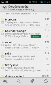 Gmail - seznam zpráv