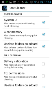 Root Cleaner: možnosti nastavení