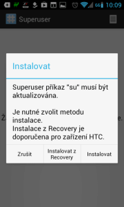 Superuser: aplikaci je nutné nainstalovat