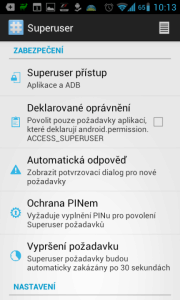 Superuser: Možnosti nastavení