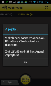 V okolí není žádné vhodné taxi