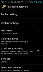 SMS Backup+: základní nastavení