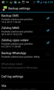 SMS Backup+: Pokročilé nastavení