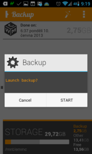 OBackup: spuštění zálohy