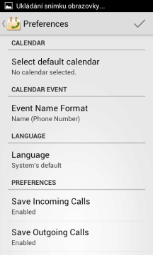 Call Log Calendar: možnosti nastavení