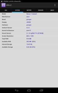 Záložka System (Nexus 7)
