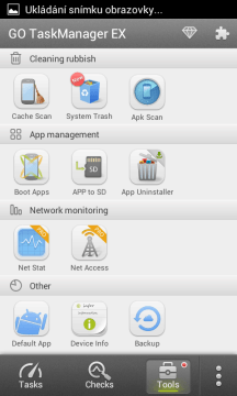 GO Cleaner & Task Manager: dostupné nástroje