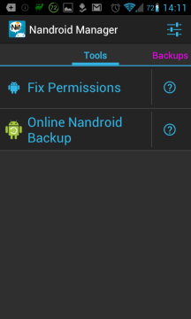 Nandroid Manager: nástroje