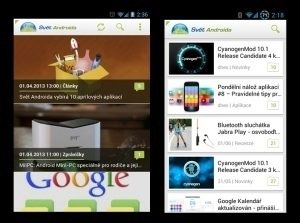 Starý vs nový vzhled aplikace Svět Androida