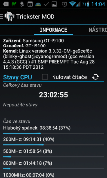 Trickster MOD Kernel Settings: informace o zařízení