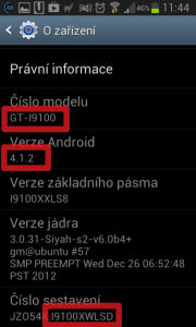 Ověřte, že na vašem telefonu je sestavení XWLSD!