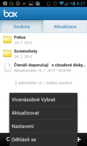 Box: kontextová nabídka