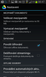 Disk Google: možnosti nastavení