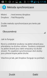 Dropsync: možnosti nastavení