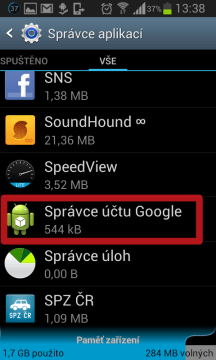 Otevřete Správce účtu Google