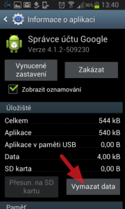 Stiskněte tlačítko Vymazat data