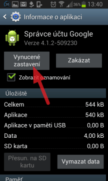 Stiskněte tlačítko Vynucené zastavení