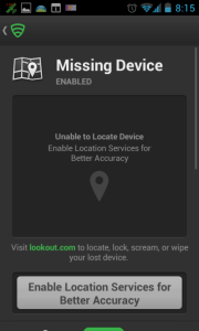 Sekce Missing device