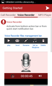 Aplikace funguje také jako diktafon