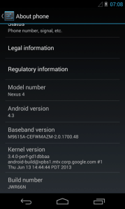 Nexus 4 s Androidem 4.3.3