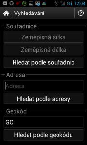 c:geo: možnosti vyhledávání