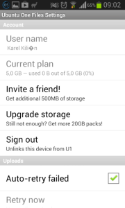 Ubuntu One: možnosti nastavení