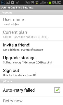 Ubuntu One: možnosti nastavení
