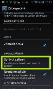 Otevřete položku Správci zařízení.