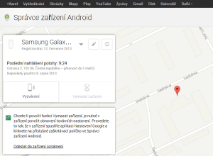 jak najít telefon - webové rozhraní Správce zařízení Android