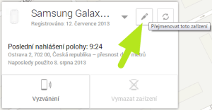 Zařízení můžete přejmenovat