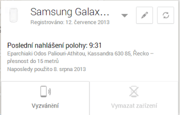 V plovoucím okně se dozvíte tyto informace