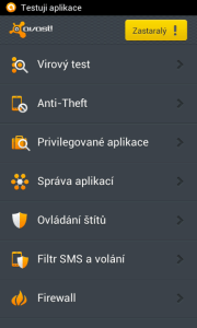 Antivirus & Anti-Theft: hlavní obrazovka