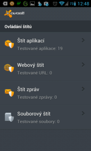 Antivirus & Anti-Theft: dostupné štíty