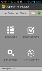 AppBrain Ad Detector: hlavní obrazovka
