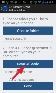 Stiskněte tlačítko Scan QR code