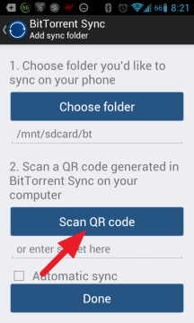 Stiskněte tlačítko Scan QR code