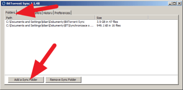 V sekci Folders stisknete Add a Sync Folder