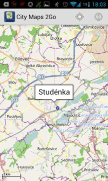 Rozhraní aplikace City Maps 2Go