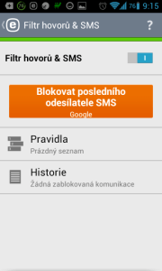 Filtr hovorů a SMS