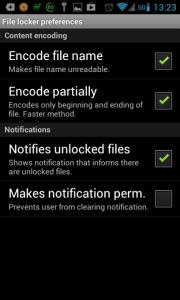 File Locker: možnosti nastavení