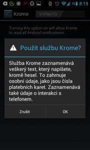 Povolte službu Krome